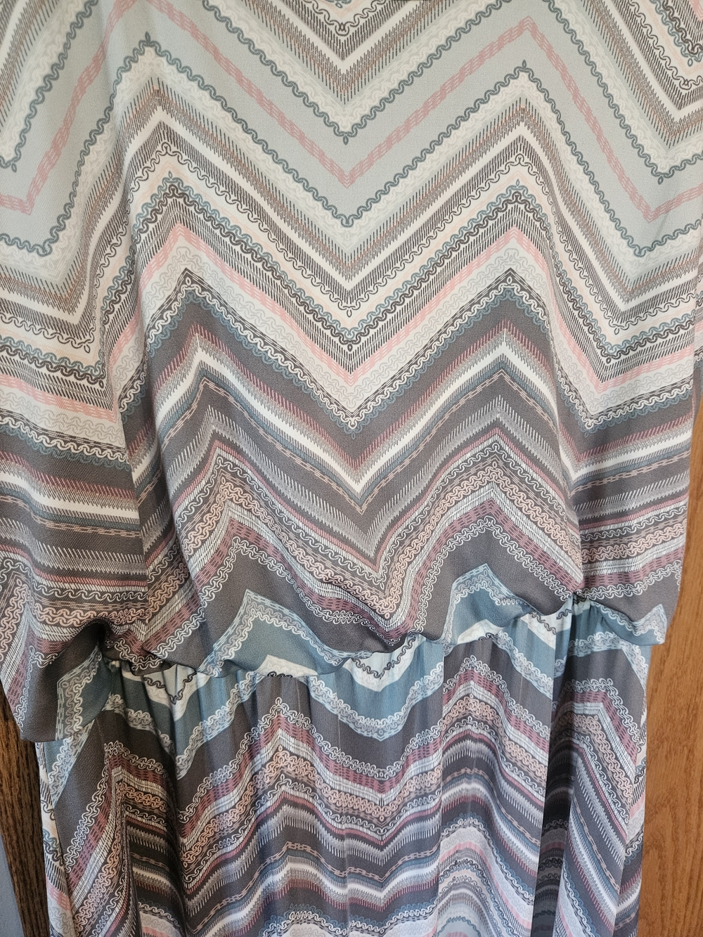Maurices Chevron Maxi Dress in Blue, Gray and Pink - Picture 2 of 6